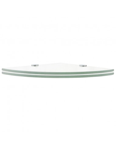 Scaffali Angolari 2 pz Supporti Cromati e Vetro 25x25 cm