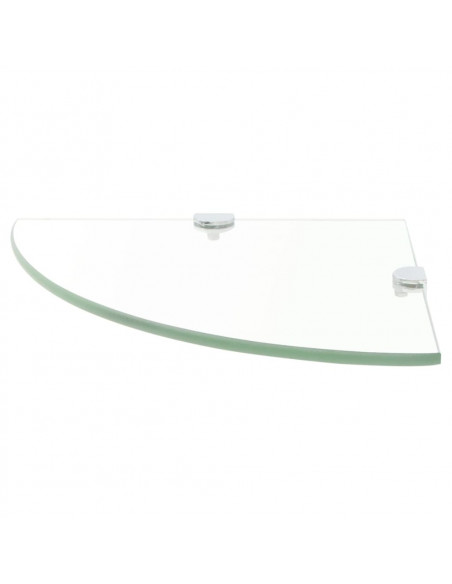 Scaffali Angolari 2 pz Supporti Cromati e Vetro 25x25 cm