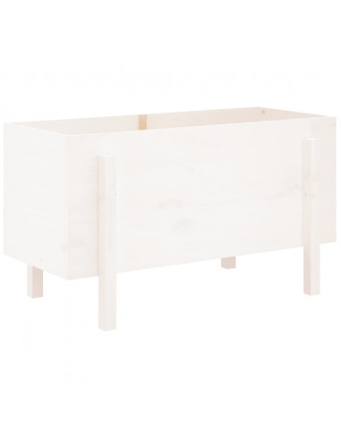 Fioriera Rialzata da Giardino Bianca 101x50x57 cm Massello Pino