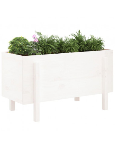 Fioriera Rialzata da Giardino Bianca 101x50x57 cm Massello Pino