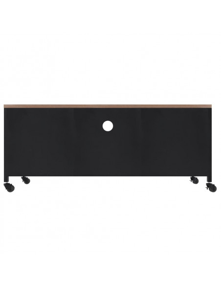 Mobile TV Nero 110x30x43 cm in Ferro e Legno Massello di Abete