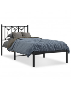 Giroletto con Testiera in Metallo Nero 75x190 cm 2