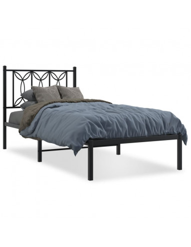 Giroletto con Testiera in Metallo Nero 75x190 cm