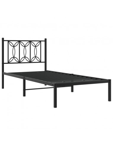 Giroletto con Testiera in Metallo Nero 75x190 cm