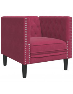 Poltrona Chesterfield Rosso Vino in Velluto 2