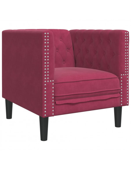 Poltrona Chesterfield Rosso Vino in Velluto