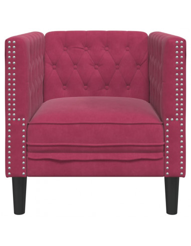 Poltrona Chesterfield Rosso Vino in Velluto