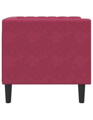 Poltrona Chesterfield Rosso Vino in Velluto
