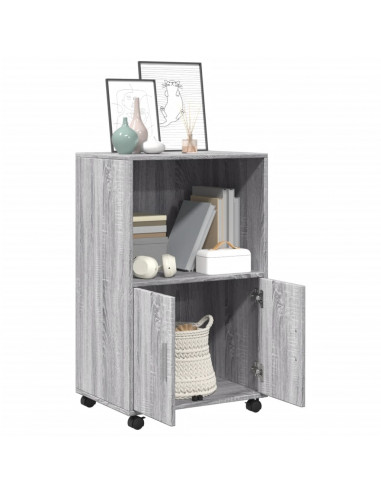 Mobiletto con Ruote Grigio Sonoma 55x40x91cm in Truciolato
