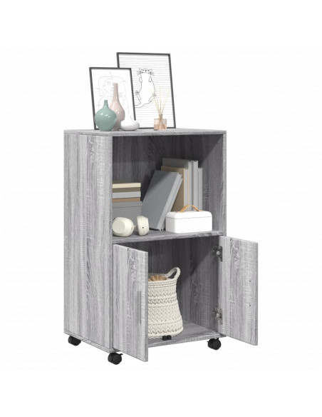 Mobiletto con Ruote Grigio Sonoma 55x40x91cm in Truciolato