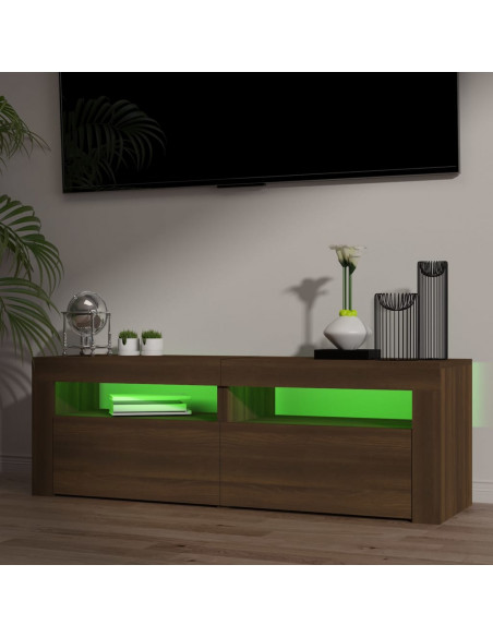 Mobile Porta TV con Luci LED Rovere Marrone 120x35x40 cm