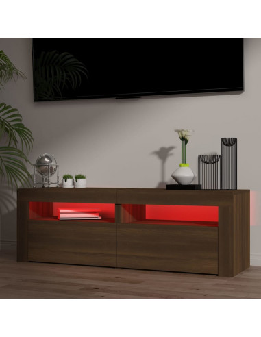 Mobile Porta TV con Luci LED Rovere Marrone 120x35x40 cm