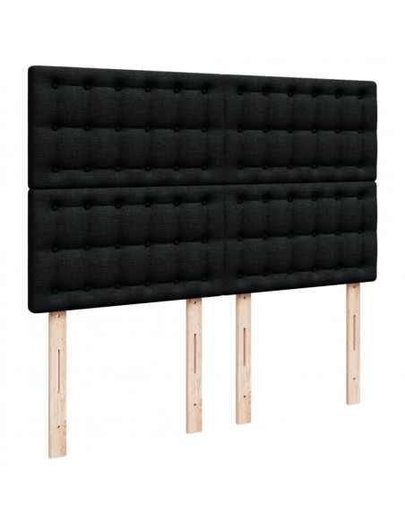 Giroletto a Molle con Materasso Nero 160x200 cm in Tessuto