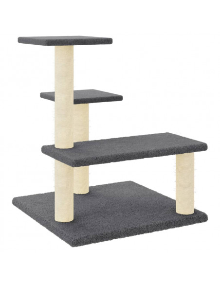 Albero per Gatti con Tiragraffi in Sisal Grigio Scuro 61 cm