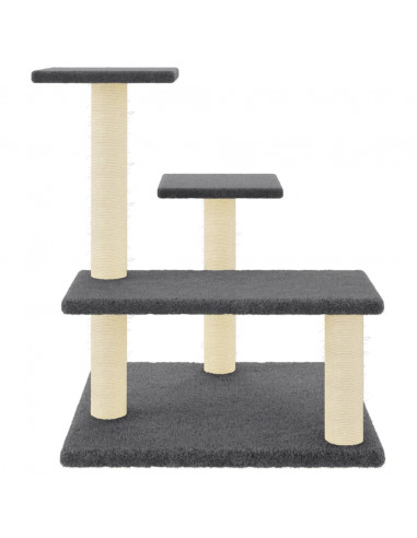 Albero per Gatti con Tiragraffi in Sisal Grigio Scuro 61 cm