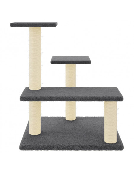 Albero per Gatti con Tiragraffi in Sisal Grigio Scuro 61 cm