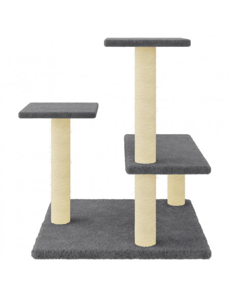 Albero per Gatti con Tiragraffi in Sisal Grigio Scuro 61 cm