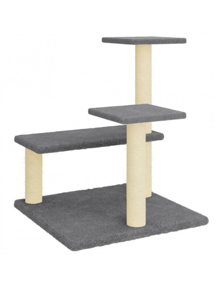 Albero per Gatti con Tiragraffi in Sisal Grigio Scuro 61 cm