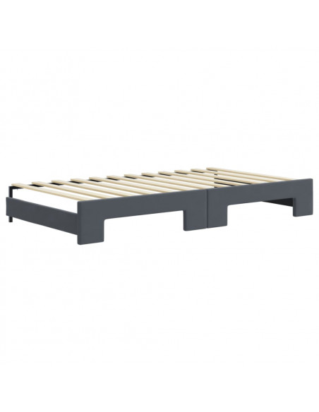 Divano Letto Estraibile Cassetti Grigio Scuro 100x200cm Velluto