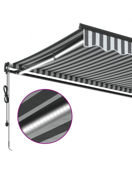 Tenda Retrattile Automatica LED Antracite e Bianco 450x350 cm
