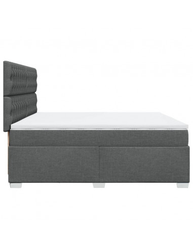 Giroletto a Molle con Materasso Grigio Scuro 200x200 cm Tessuto