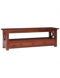 Mobile Porta TV Marrone 115x30x40cm in Legno Massello di Mogano 2