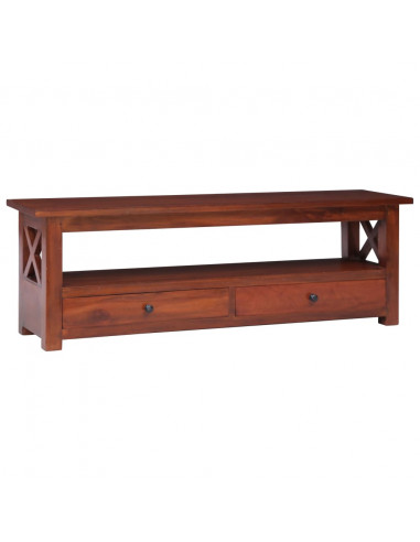 Mobile Porta TV Marrone 115x30x40cm in Legno Massello di Mogano