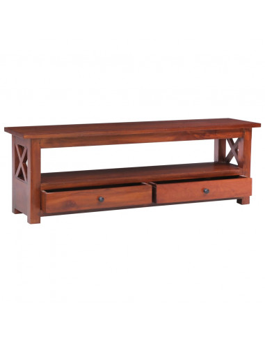 Mobile Porta TV Marrone 115x30x40cm in Legno Massello di Mogano