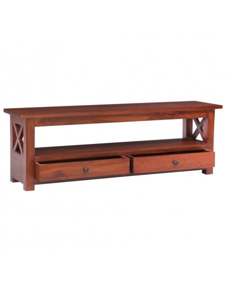 Mobile Porta TV Marrone 115x30x40cm in Legno Massello di Mogano
