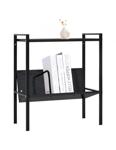 Scaffale Libri 2 Ripiani Nero 52x28x59 cm Legno Multistrato