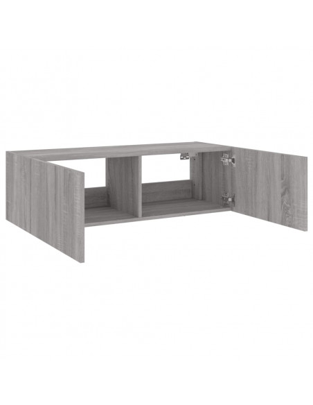 Mobile TV a Parete con Luci LED Grigio Sonoma 100x35x31 cm