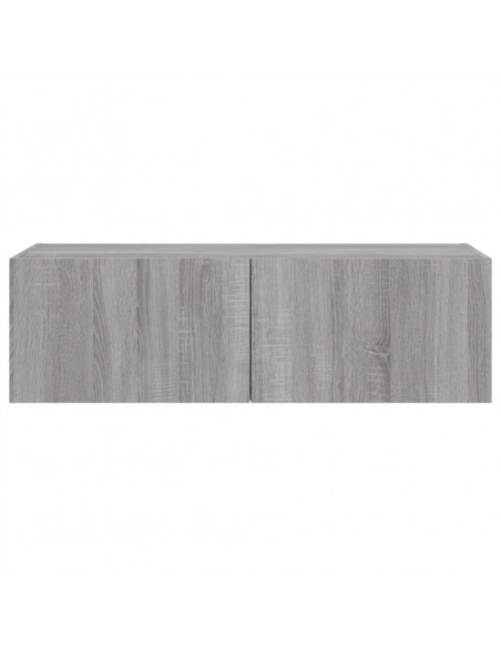 Mobile TV a Parete con Luci LED Grigio Sonoma 100x35x31 cm