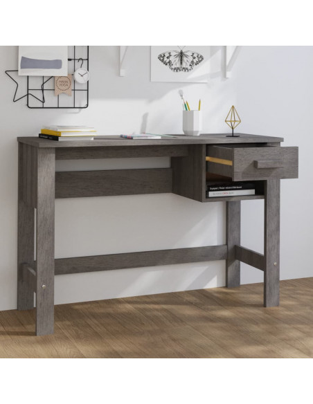 Scrivania HAMAR Grigio Chiaro 110x40x75 cm in Legno di Pino