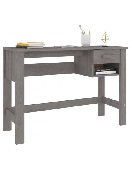 Scrivania HAMAR Grigio Chiaro 110x40x75 cm in Legno di Pino