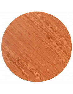 Piano Tavolo Rotondo Marrone Cera Ø80x2,5cm Legno Massello Pino 2