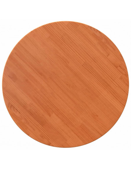 Piano Tavolo Rotondo Marrone Cera Ø80x2,5cm Legno Massello Pino