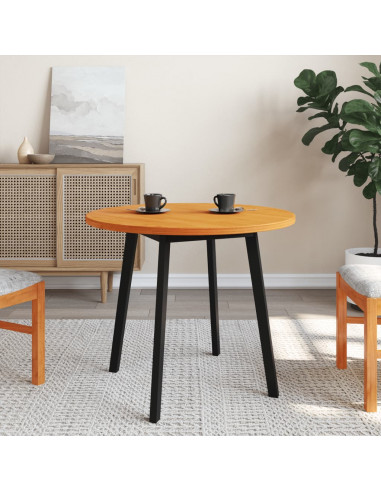 Piano Tavolo Rotondo Marrone Cera Ø80x2,5cm Legno Massello Pino