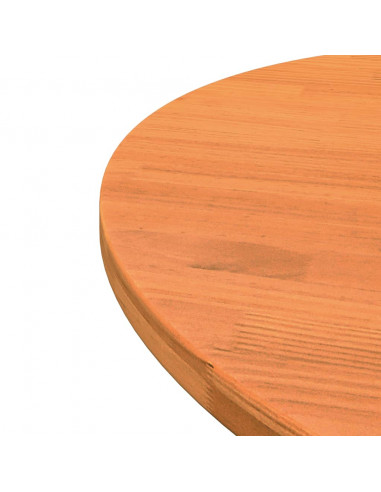 Piano Tavolo Rotondo Marrone Cera Ø80x2,5cm Legno Massello Pino
