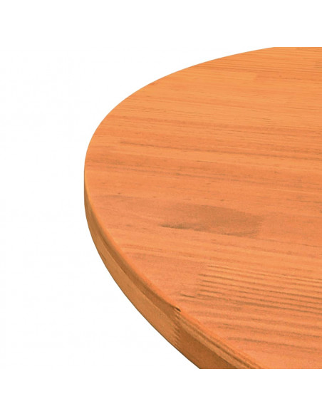 Piano Tavolo Rotondo Marrone Cera Ø80x2,5cm Legno Massello Pino
