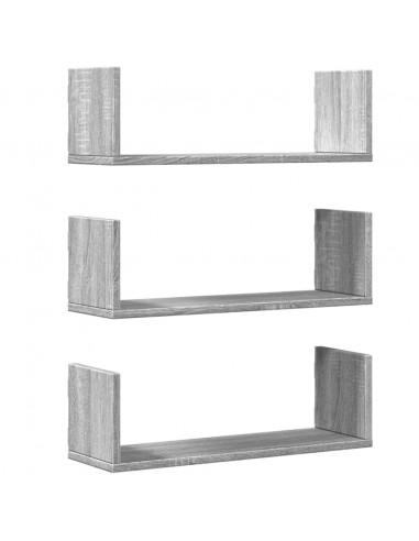 Mensole a Parete 2pz Grigio Sonoma 58x18x18 cm in Truciolato