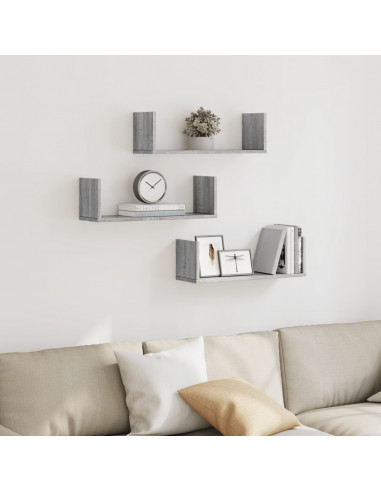 Mensole a Parete 2pz Grigio Sonoma 58x18x18 cm in Truciolato