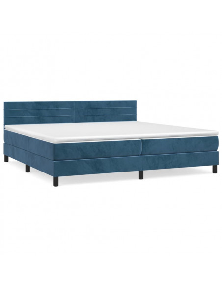 Giroletto a Molle con Materasso Blu Scuro 200x200 cm in Velluto
