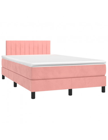 Giroletto a Molle con Materasso Rosa 120x200 cm in Velluto