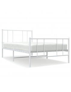 Giroletto con Testiera e Pediera Metallo Bianco 90x200 cm 2