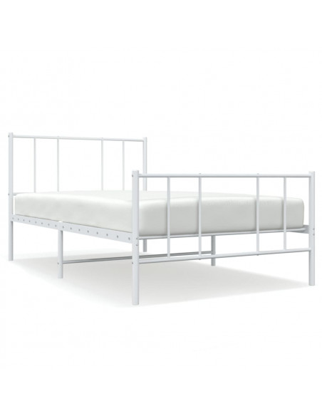 Giroletto con Testiera e Pediera Metallo Bianco 90x200 cm