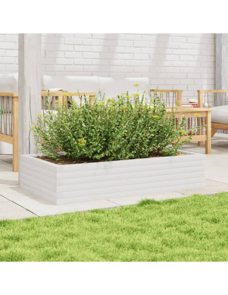 Fioriera da Giardino Bianca 110x60x23 cm Legno Massello Pino