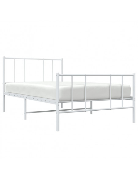 Giroletto con Testiera e Pediera Metallo Bianco 90x200 cm