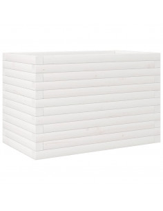 Fioriera da Giardino Bianca 70x40x45,5cm Legno Massello di Pino 2