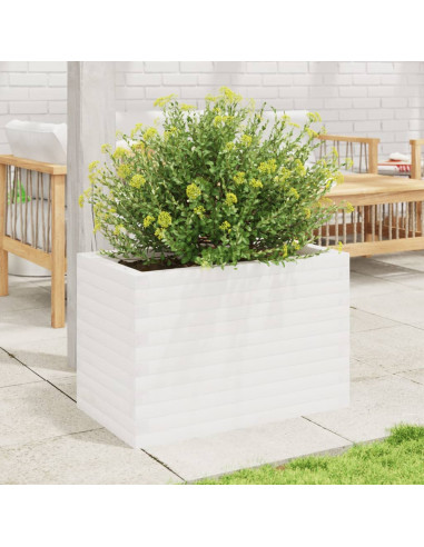 Fioriera da Giardino Bianca 70x40x45,5cm Legno Massello di Pino