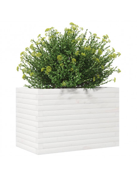 Fioriera da Giardino Bianca 70x40x45,5cm Legno Massello di Pino